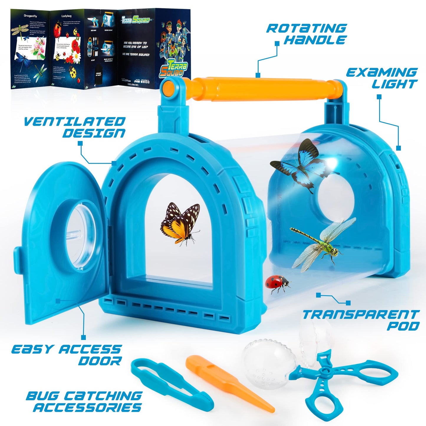 SYNCFUN Bug Catcher Kit for Kids - Light Up Critter Habitat Box for Indoor/Outdoor Insect Collecting - Includes Bug Tong, Tweezer, Activity Booklet, and Pipette - Gift for Boys and Girls