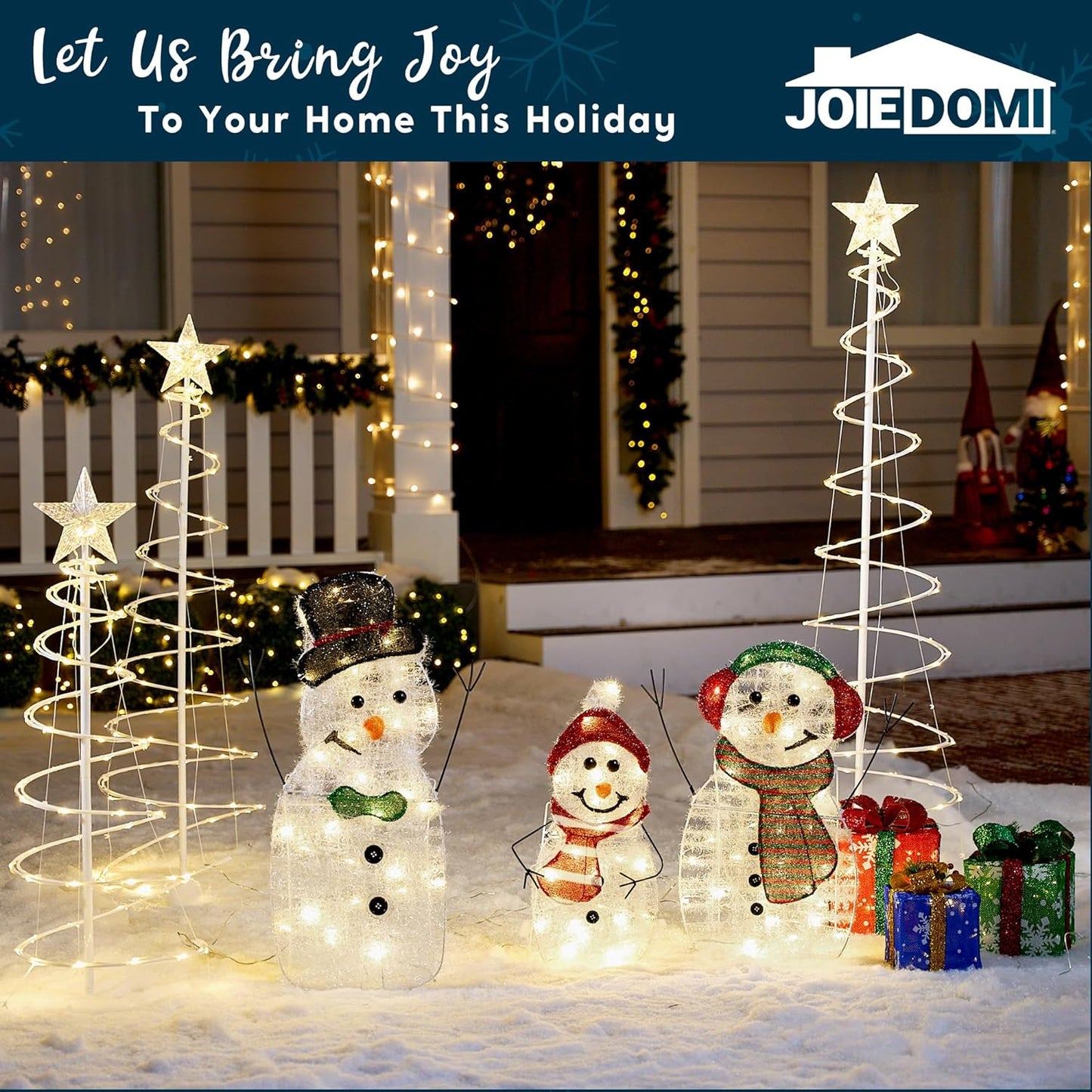 SYNCFUN 3 Pcs Snowman Family Yard Light Christmas Outdoor Decorations,2D 90 Pre-Lit LED Snowman Christmas Decorations,Christmas Yard Light with Stakes Holiday Decor
