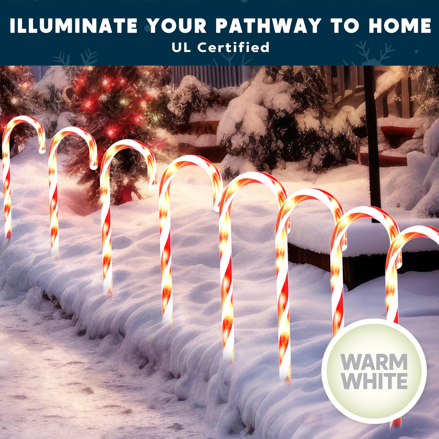Joyfy 12 Pcs Christmas Candy Cane Lights Outdoor Pathway Lights Christmas Decorations Outdoor,12" Light Up Candy Canes Outdoor Xmas Lights for Outside Porch Yard