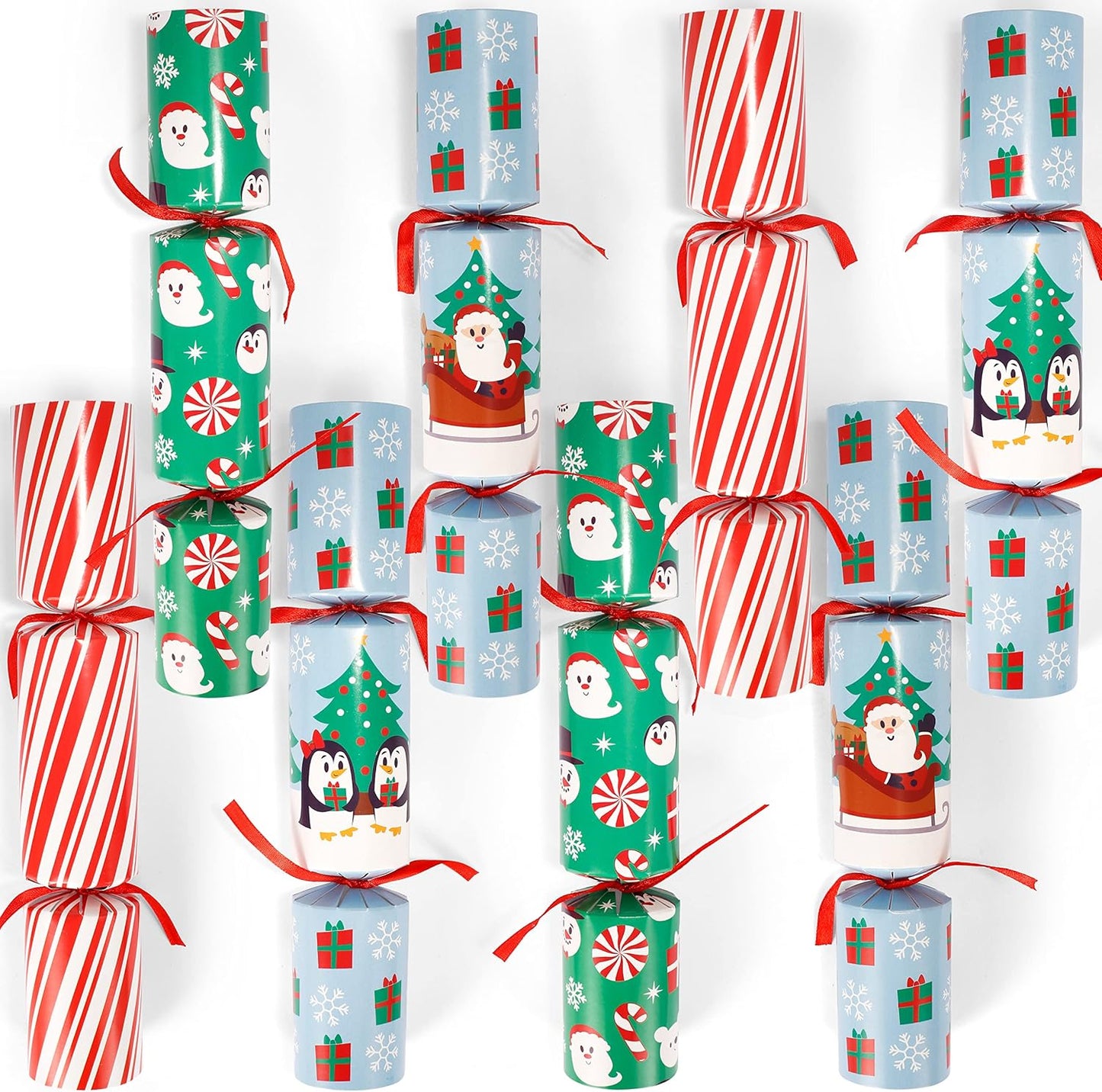 Joyfy 8 Pcs Christmas Crackers Party Favor Non-Snap Christmas Party Table Favors with Holiday Party Favor Supplies for Kids and Adults, Christmas Parties, Dinners and Holidays