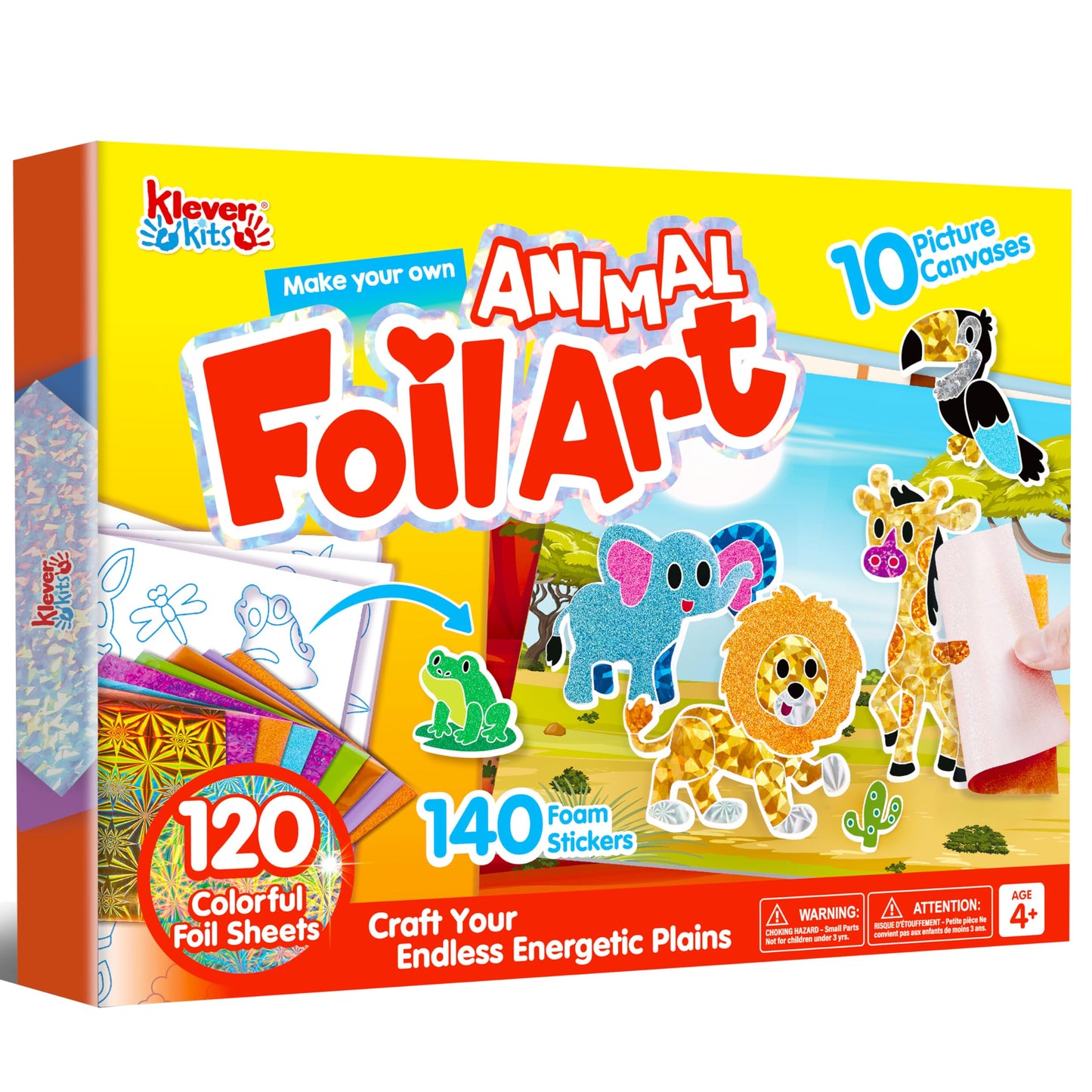 Joyfy Animal Foil Art Kit, Mess Free Arts & Crafts for Kids with 120 Foil Sheets, 140 Foam Stickers, Birthday Gift for Boys and Girls Ages 4 and Up