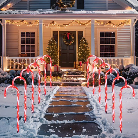 Joyfy 12 Pcs Christmas Candy Cane Lights Outdoor Pathway Lights Christmas Decorations Outdoor,23" Light Up Candy Canes Outdoor Xmas Lights for Outside Porch Yard