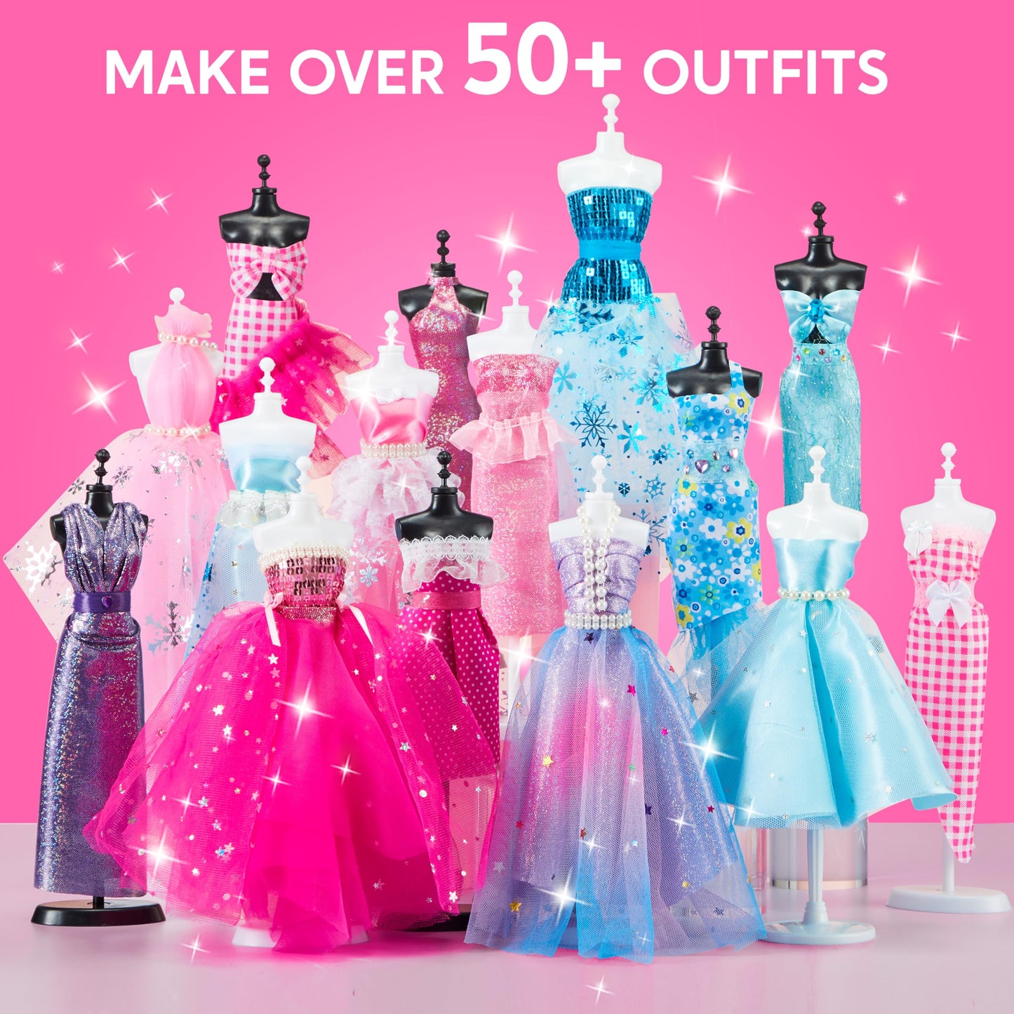 Klever Kits 400+PCS Fashion Design Crafts for Kids Art and Crafts Toy DIY Sewing Crafts with 3 Mannequins for Girls Aged 8-12, Birthday Christmas Presents