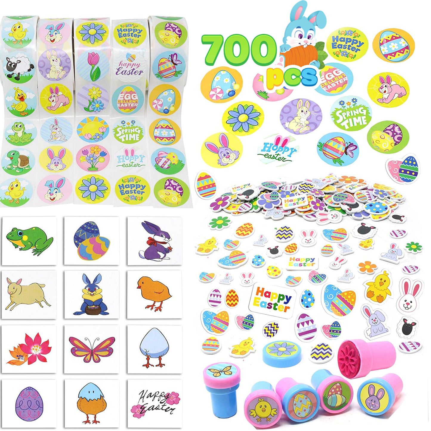 JOYFY Easter Craft Kit, including 500 Easter stickers, 144 Easter shape adhesives, 60 Easter themed temporary tattoos,