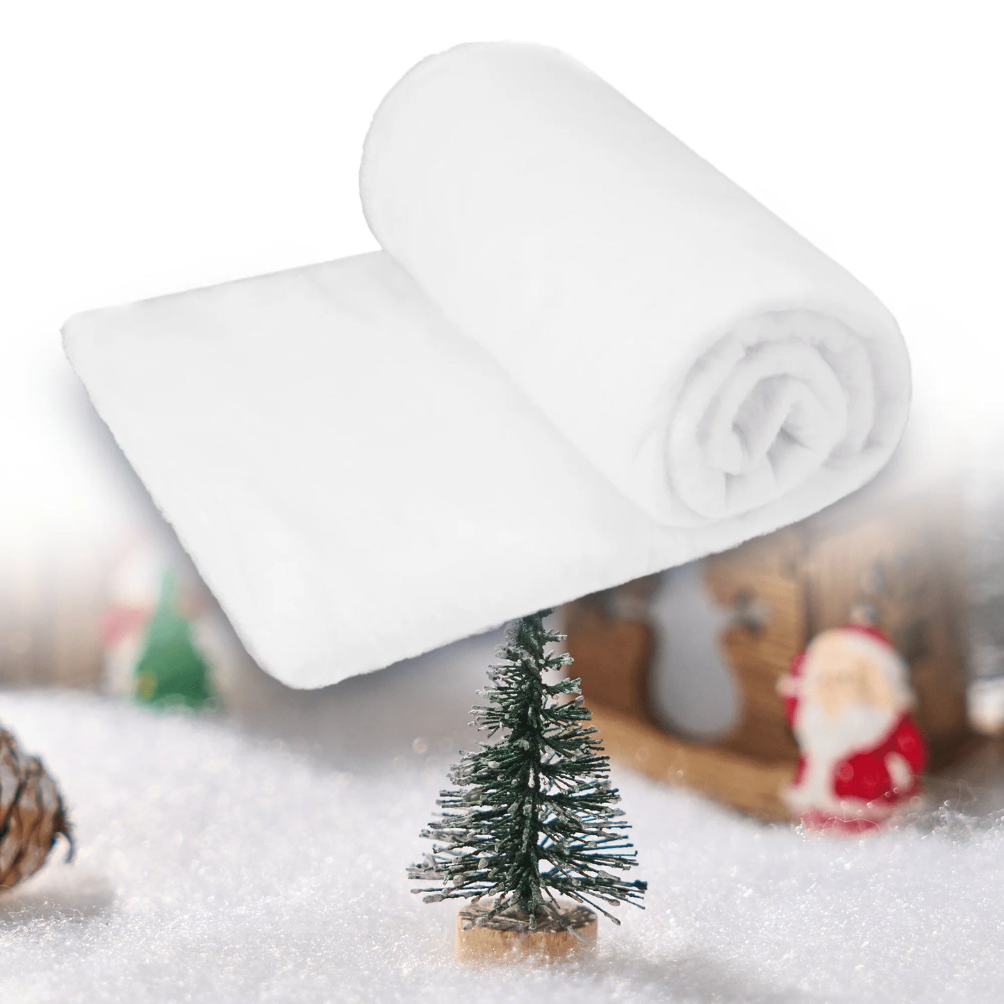 Joyfy Christmas Snow Blanket Roll (3x8 Ft) Soft Thick Artificial Snow Blanket, Snow Rolls, Snow Sheets, Fake Snow Cotton Fabric for Christmas Holiday Winter Decoration