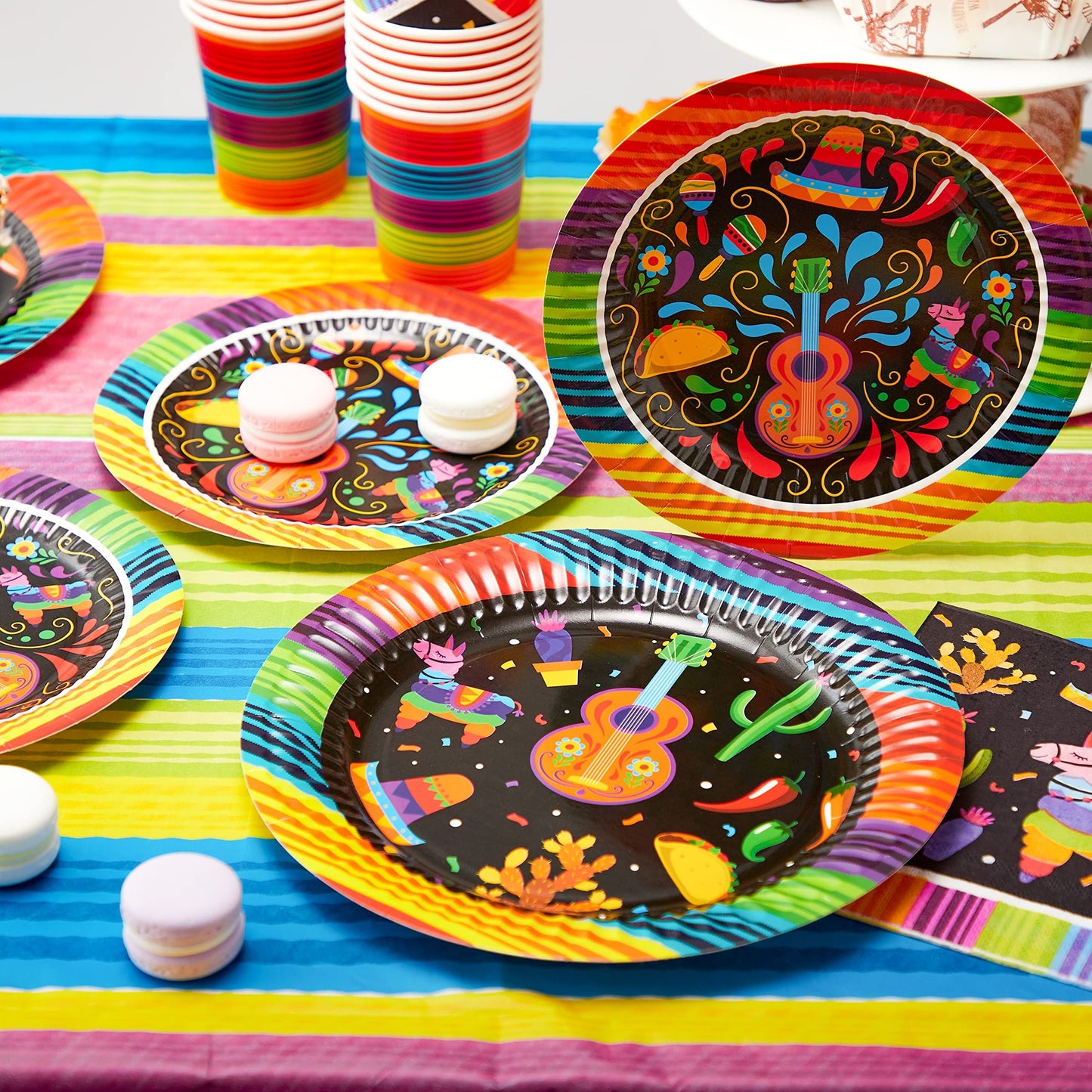 82 piece Carnival cutlery set, Cinco De Mayo dining table decoration Mexican party supplies package