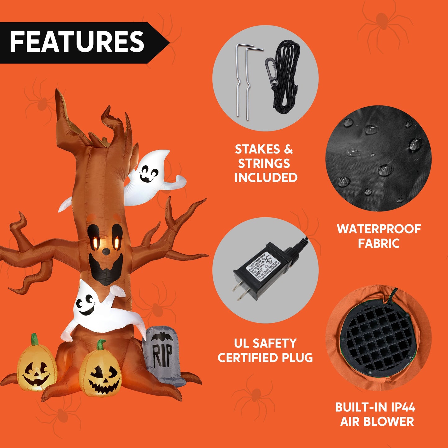 JOYIN 8 FT Halloween Inflatable Scary Tree,Halloween Tree with Ghost and Build-in LEDs Blow up Yard Decorations,Halloween Inflatables Outdoor Decorations
