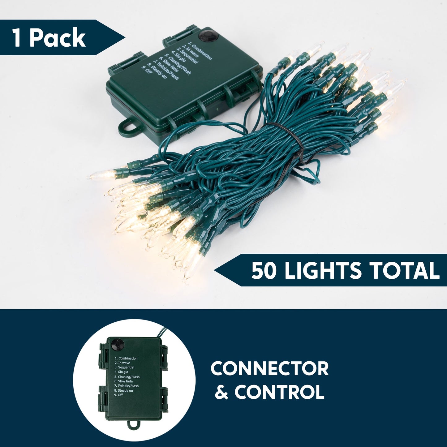 Joyfy Clear Christmas Lights,16.3ft 50 Count Warm White Christmas String Lights,Connectable Green Wire Xmas Tree Lights for Indoor Outdoor Christmas Decorations Holiday Party Decor