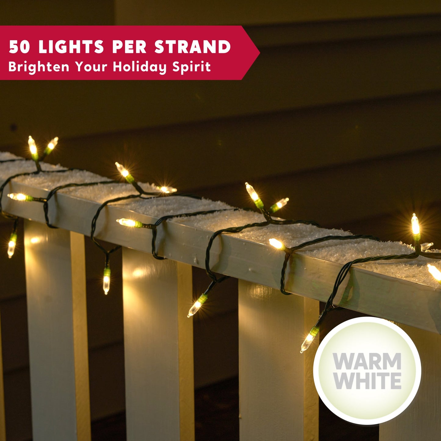 Joyfy Clear Christmas Lights,16.3ft 50 Count Warm White Christmas String Lights,Connectable Green Wire Xmas Tree Lights for Indoor Outdoor Christmas Decorations Holiday Party Decor