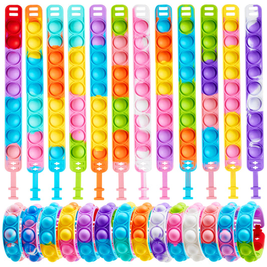 Pop Fidget Toys pops Bulk 25 Pack Party Favors for Kids 4-8,8-12 Year, Fidget Bracelets Sensory Toys for Classroom Birthday Carnival Prizes Gifts Goodie Bags Stuffers for Kids