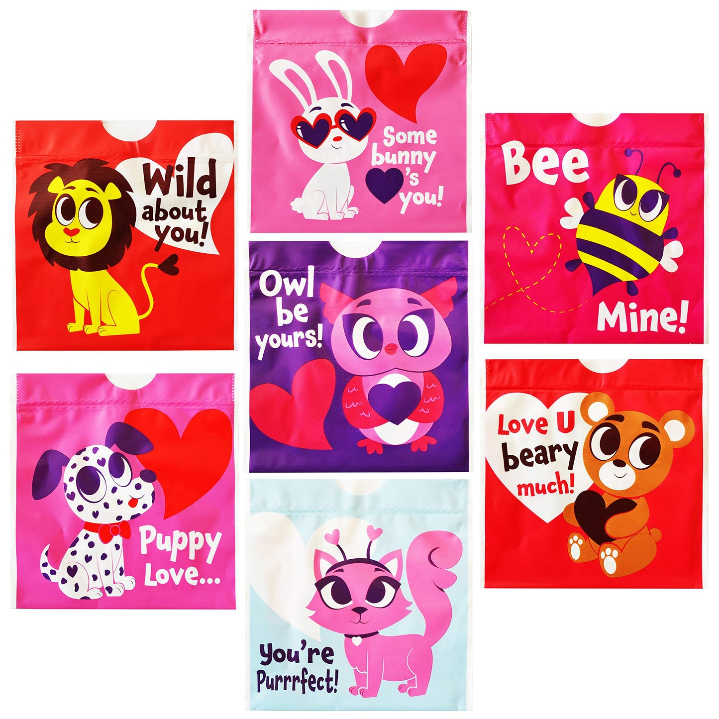 70 Pcs Valentine Gift Bags Drawstring Candy Bags Valentine Mini Plastic Goodie Bags for Kids Valentines Day Party Favor Supply