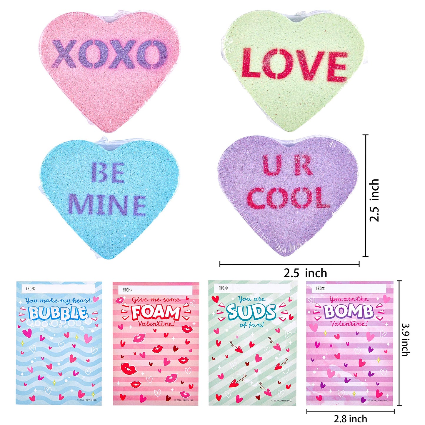 12 Packs Valentine’s Day Heart Shape Bath Bomb with Cards for Kids Valentine Party Favors, Valentine Gifts, Valentine’s Greeting Cards, Heart Soap Valentines Day Gift for Her