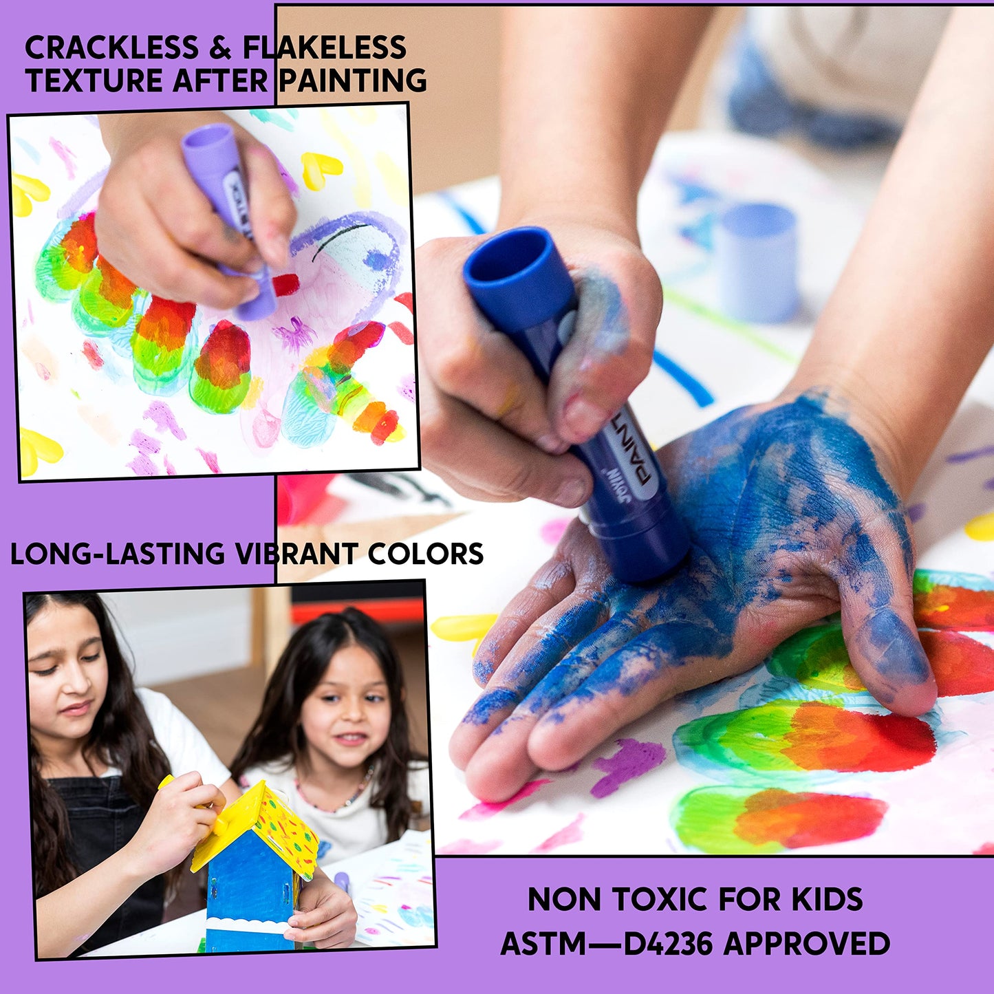 SYNCFUN 36PCS Assorted Washable Tempera Paint Sticks, Quick Drying and No Mess Paint Sticks for Arts and Crafts Project, Art Christmas Gifts for your Kids and Artists