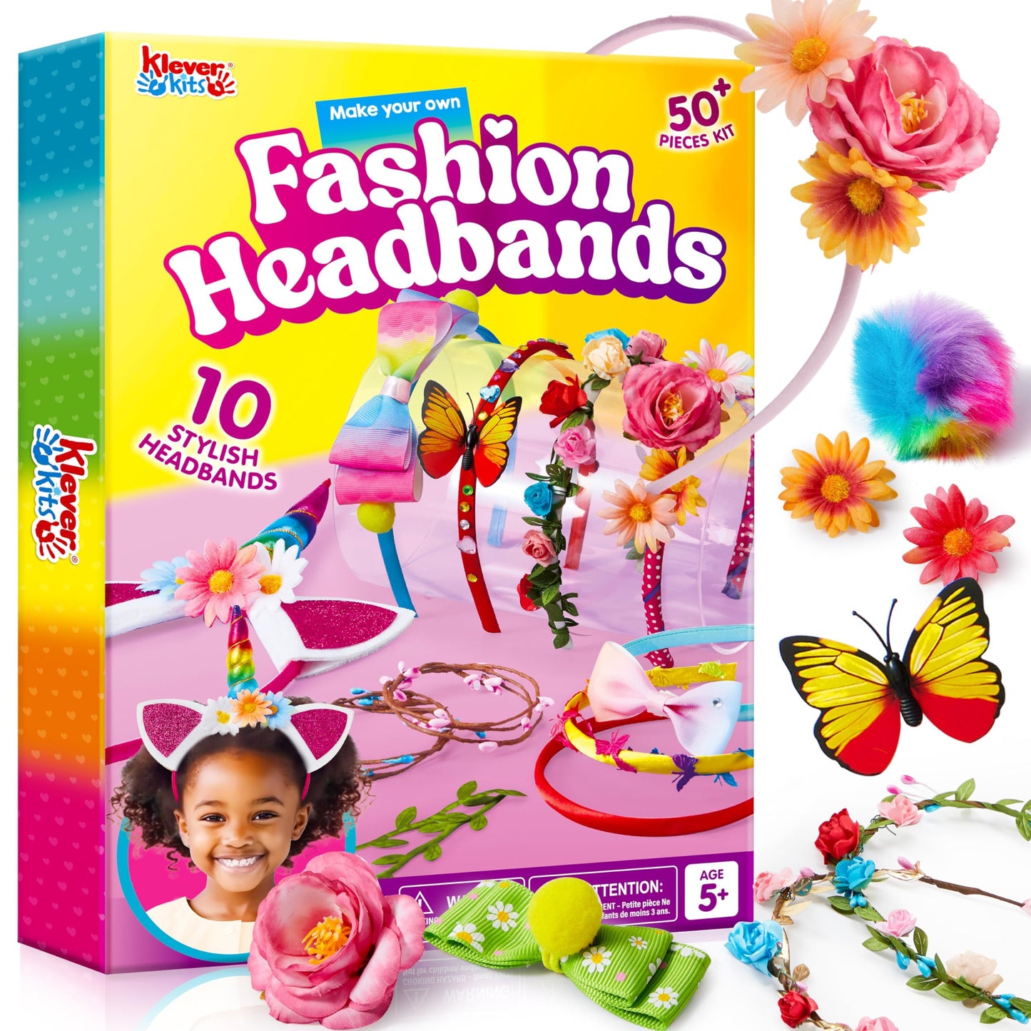 SYNCFUN Headband Making Kit for Girls - Make Your Own Fashion Headbands - DIY Hair Accessories Set, DIY Arts and Crafts Gifts for 5 6 7+ Year Old