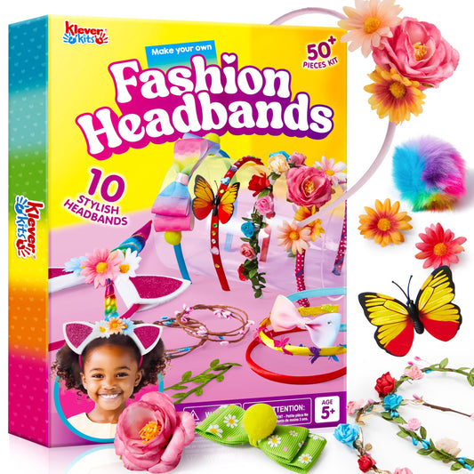 SYNCFUN Headband Making Kit for Girls - Make Your Own Fashion Headbands - DIY Hair Accessories Set, DIY Arts and Crafts Gifts for 5 6 7+ Year Old
