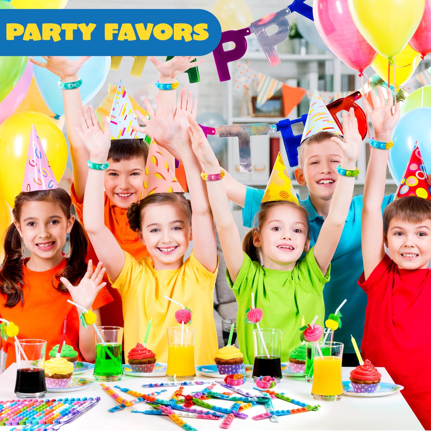 Pop Fidget Toys pops Bulk 25 Pack Party Favors for Kids 4-8,8-12 Year, Fidget Bracelets Sensory Toys for Classroom Birthday Carnival Prizes Gifts Goodie Bags Stuffers for Kids