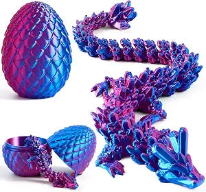 Joyfy 3D Printed Dragon Egg with 12" Laser Purple Dragon Inside, Magic Articulated Toys, Cool 3D Toy, Easter Stuffers Party Favors for Boys Teen Girls, Classroom Prize Supplies Gifts