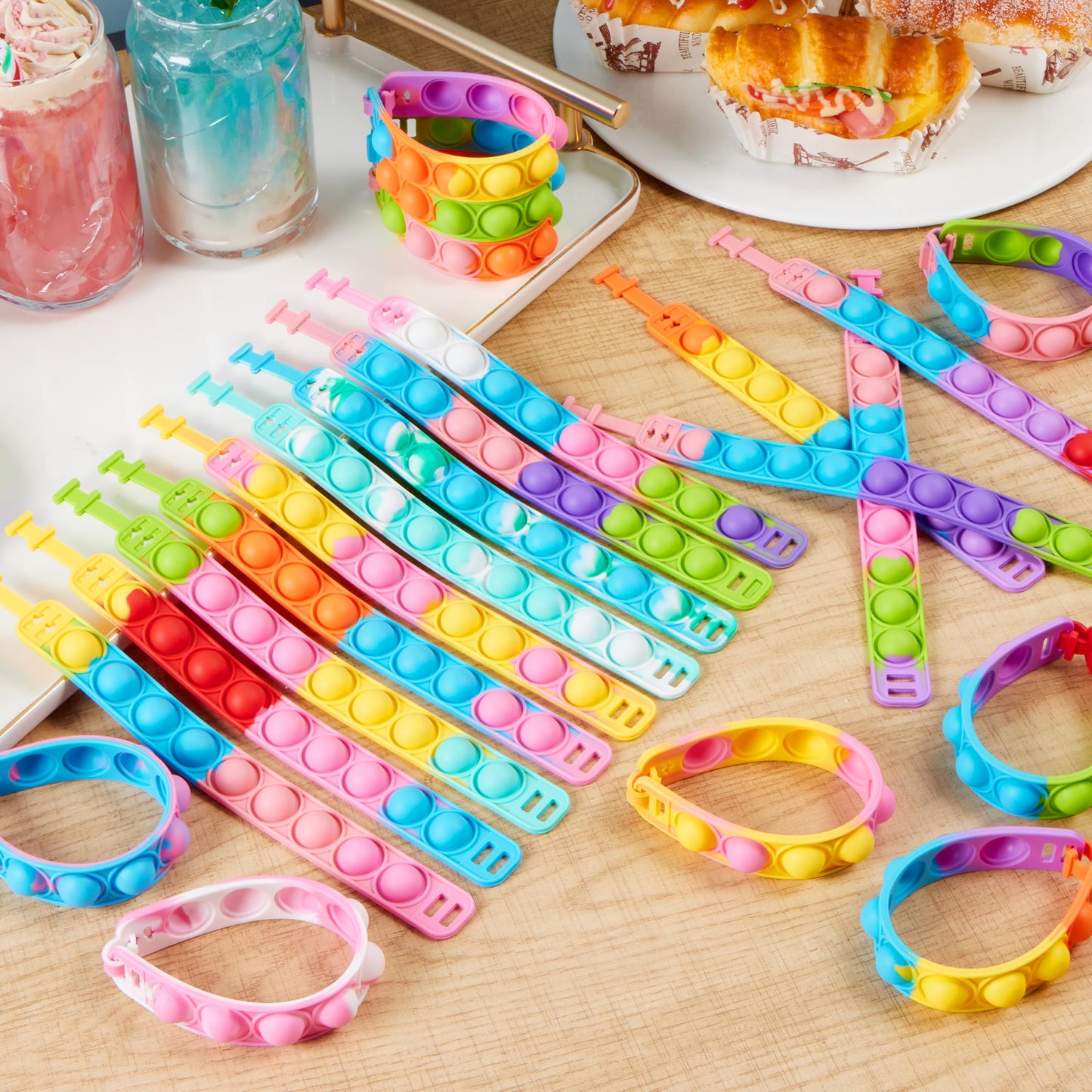Pop Fidget Toys pops Bulk 25 Pack Party Favors for Kids 4-8,8-12 Year, Fidget Bracelets Sensory Toys for Classroom Birthday Carnival Prizes Gifts Goodie Bags Stuffers for Kids
