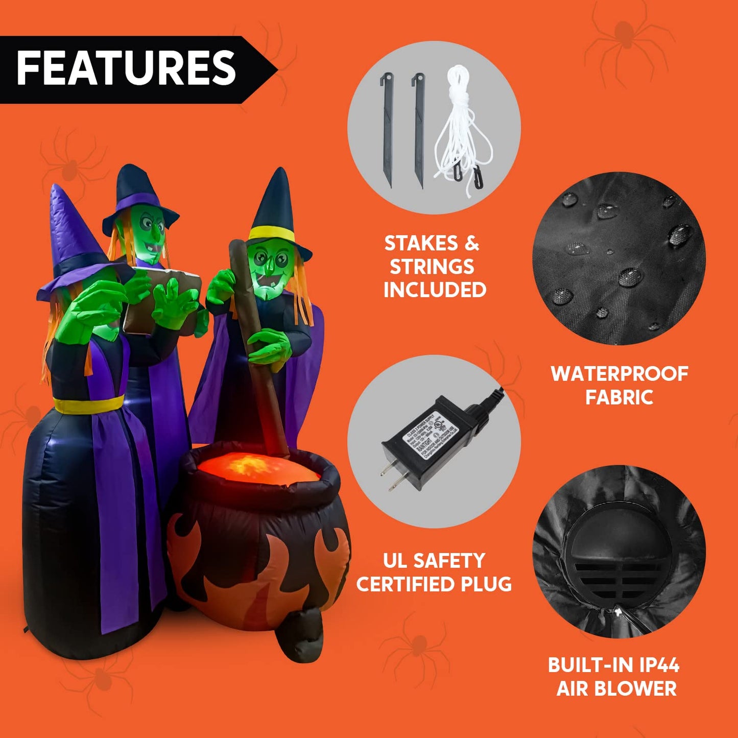SYNCFUN 6 FT Halloween Inflatable Outdoor Witches Cauldron Pot Large Decorations with Flame Light,Halloween Blow Ups for Outside Yard Decoration