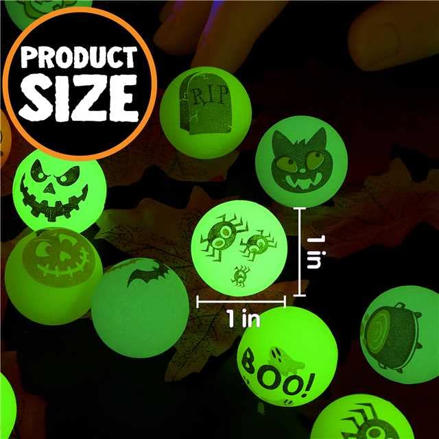 Joyfy 100 Pcs Halloween Bouncy Balls,20 Designs Glow in The Dark Bouncy Balls Halloween Toys for Kids,for Trick or Treaters,Halloween Goodies,Halloween Party Favors
