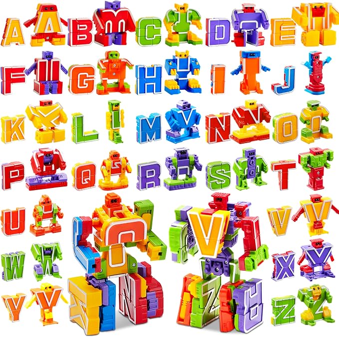 Joyfy Alphabet Robots Toys for Kids, ABC Learning Toys, Alphabots, Letters, Learning & Education Toy, Carnival Prizes, Treasure Box and Prize for Classroom, Birthday Gift for Kids 3 4 5 6 7 8