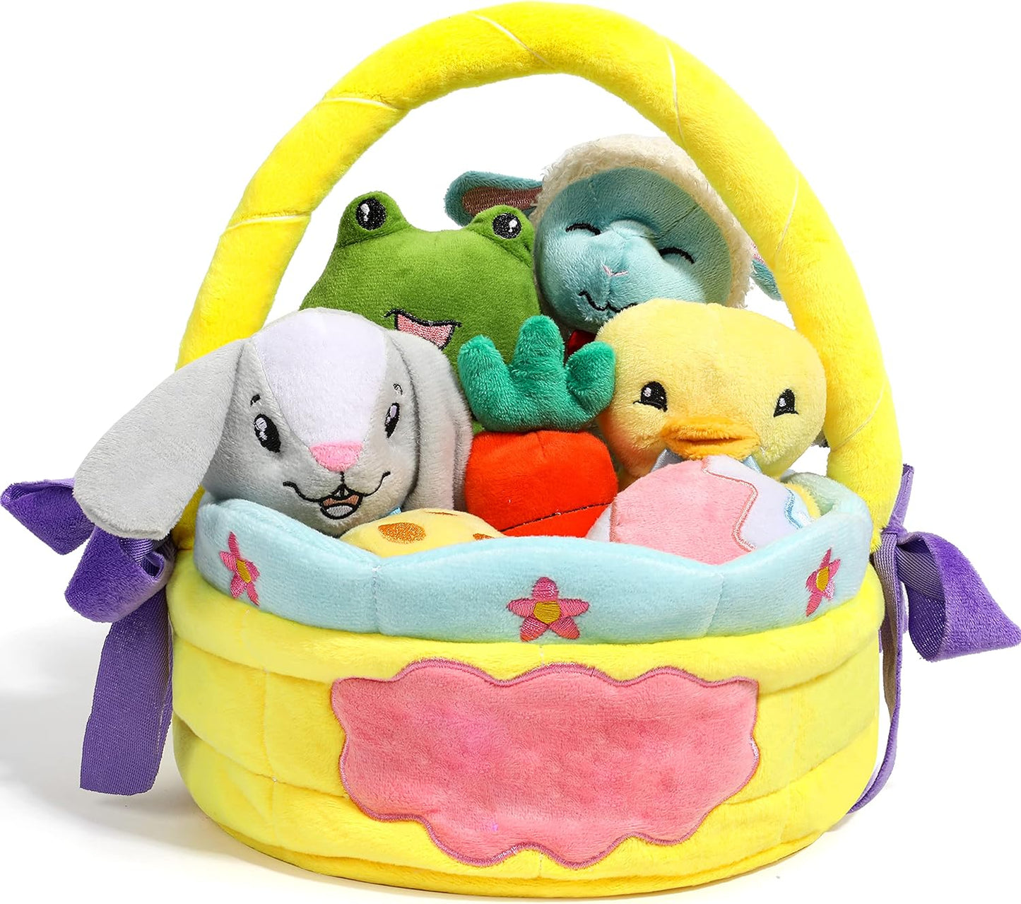 SYNCFUN 8 Pcs Easter Basket Plushies for Kids,Easter Basket Stuffers Fillers,Plush Bunnies Stuffed Animals,Easter Toys for Kids Children Birthday Gifts,Party Favors Decor
