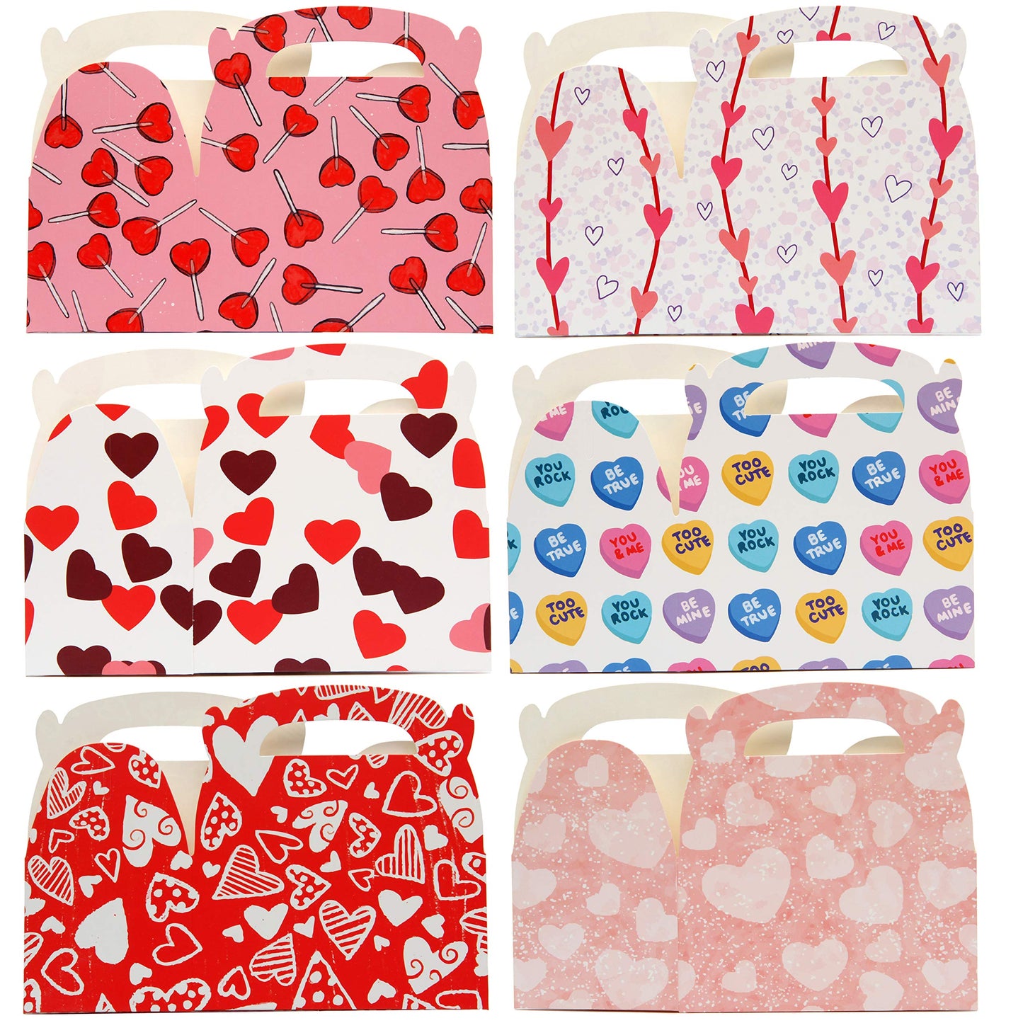 Valentine’s Day Treat Boxes 24 Cardboard Hearts Goody Bag Holder Classroom Crafts Supplies Party Favors