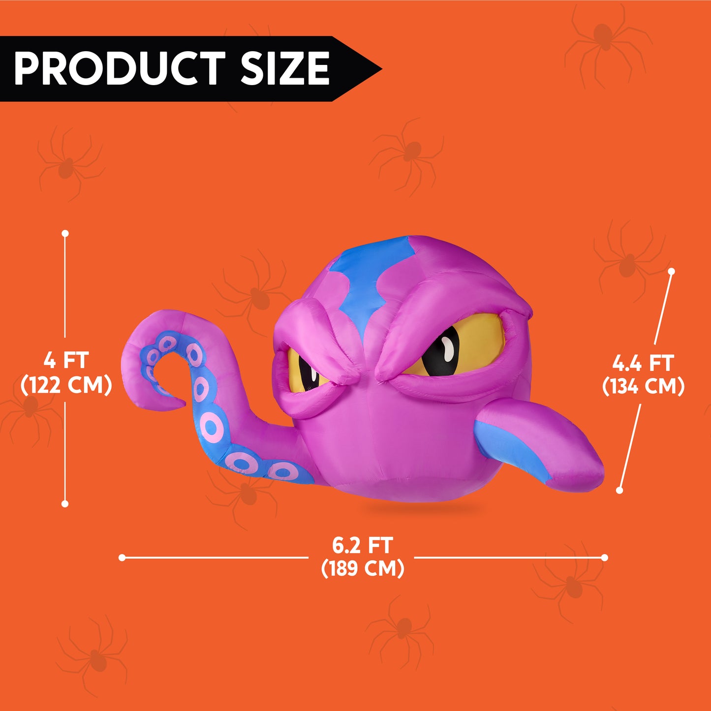 Syncfun 4 FT Halloween Inflatable Purple Octupos Head with Tentacles Broke Out from Window with Built-in LED Blow Up Inflatable for Window Decoration Yard Garden Lawn Decor