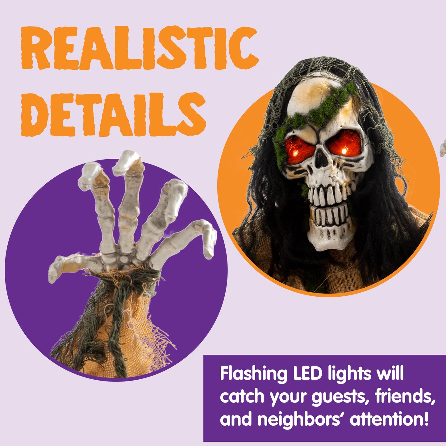 Joyfy Animated Halloween Groundbreaker Halloween Decorations Skeleton Zombie with Sound and Flashing Eyes,Outdoor Scary Halloween Yard Decorations,Haunted House Decorations