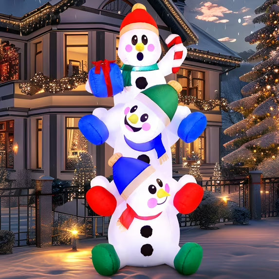 Joyfy 6ft Christmas Inflatables Snowman Outdoor Decorations,Stacked Snowman Christmas Blow Ups with Built-in LEDs for Holiday Party Garden Yard Lawn Decor