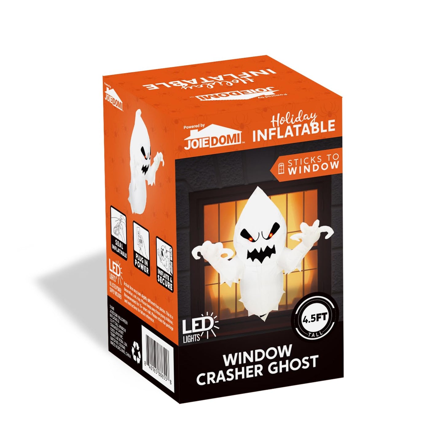 SYNCFUN 4.5 FT Halloween Inflatable Outdoor Scary Flying Ghost Broke Out from Window with Built-in LED Blow Up Inflatable for Window Decoration Yard Garden Lawn Decor