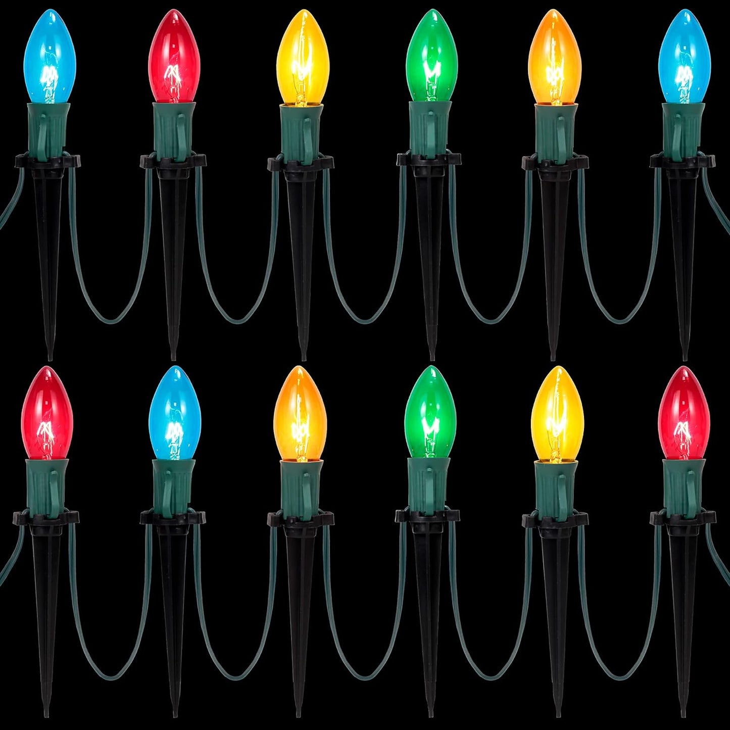 Joyfy Christmas Pathway Lights Outdoor,30.75 FT 24 C9 LED Walkway Lights with Marker Stakes,Outdoor Christmas Lights for House Warm White Christmas Decorations