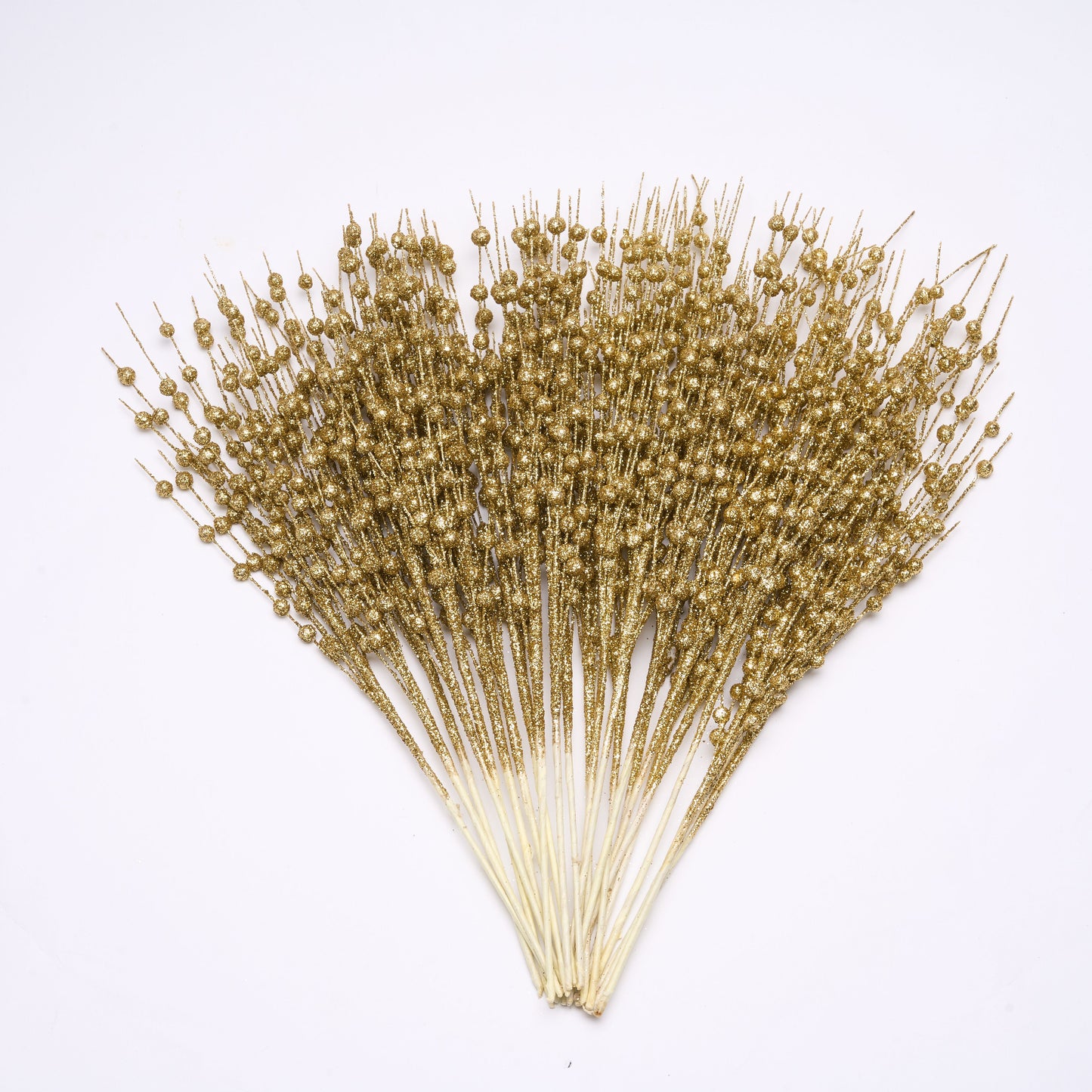 Joyfy 24 Pcs Christmas Tree Berry Stem, 20 Inches Decorative Bead Sticks, Glittery Twigs, Picks, Branches for Christmas Tree, Small Vase, Holiday, Wedding, Party (Gold)