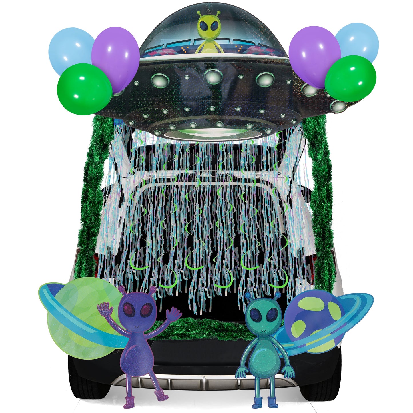 Joyfy Halloween Trunk or Treat Car Decorations Kit,Halloween Car Decorations Car Archway with UFO Aliens Theme,Trunk or Treat Decorations for Suv,Halloween Outdoor Garage Door Party Decor