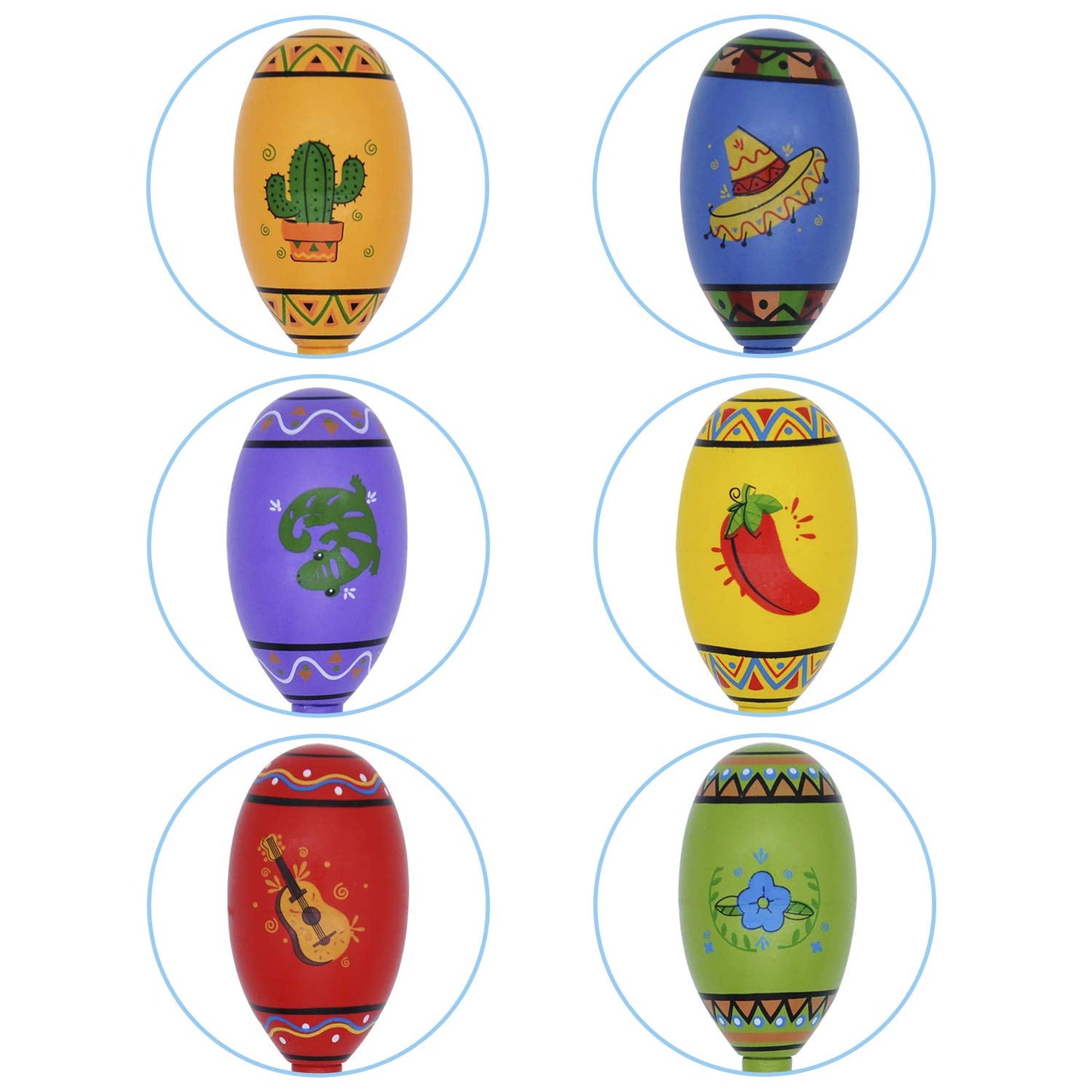 12 mini wooden carnival Maracas, 6 designed Mexican carnival noise generators, Cinco De Mayo party discounts