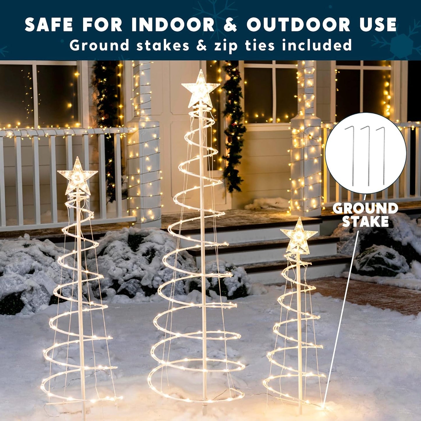 Joyfy 3 Pack Spiral Tree Christmas Decoration Outdoor,218 LED Christmas Tree Light Decorations,Christmas Yard Light with Stakes Decorations Outdoor Holiday Decor