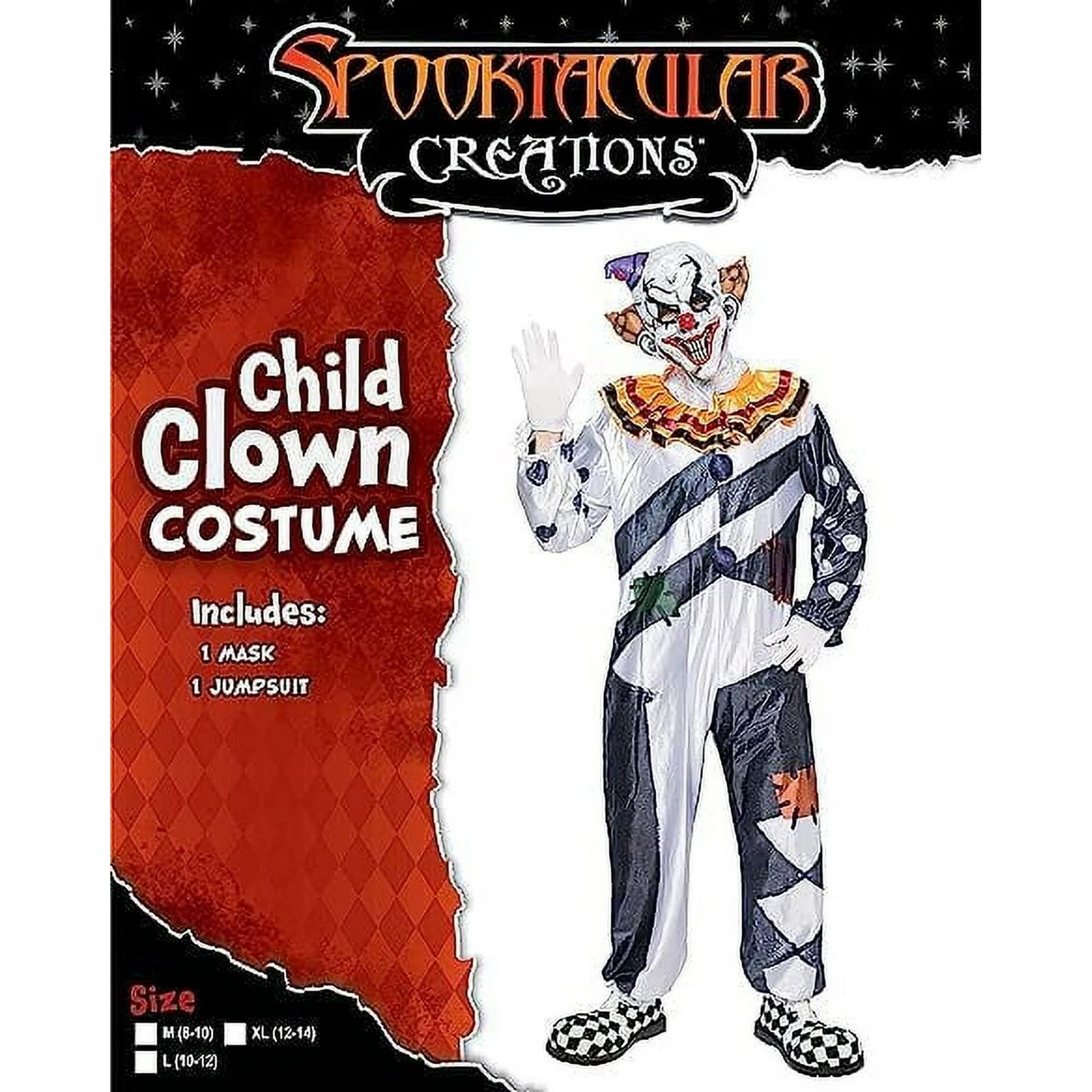 Spooktacular Creations Clown Child Costume Halloween Cosplay Set Clown Dress UP, Creepy Clown Costume, Art The Costume, M