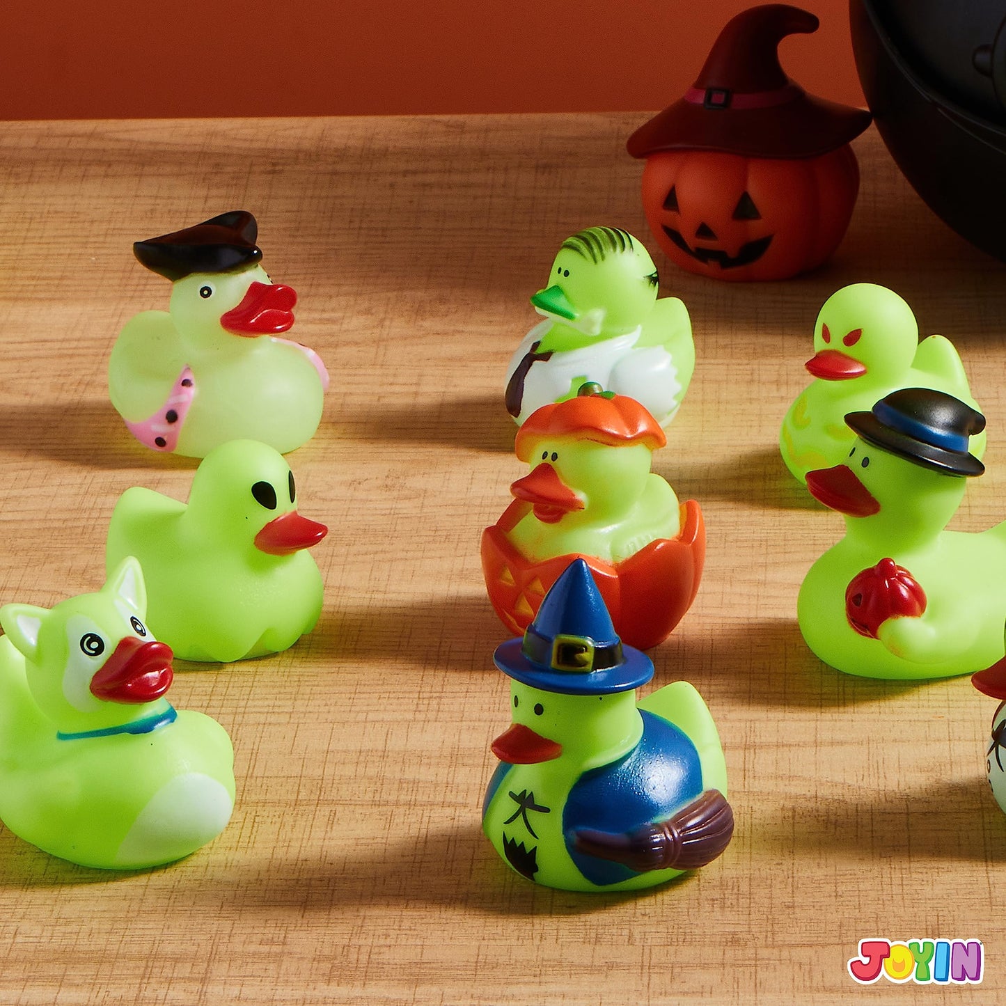 SYNCFUN 12 Pcs Halloween Rubber Ducks,Halloween Toys Glow-in-The-Dark Rubber Ducks in Bulk for Baby Toddlers Kids,Halloween Bath Toy Basket Prizes,Halloween Toys for Trick or Treaters