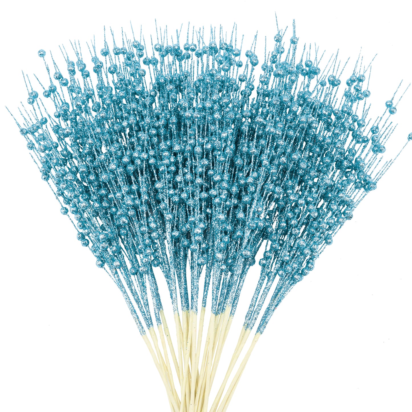 Joyfy 24 Pcs Christmas Tree Berry Stem, 20 Inches Decorative Bead Sticks, Glittery Twigs, Picks, Branches for Christmas Tree, Small Vase, Holiday, Wedding, Party (Light Blue)