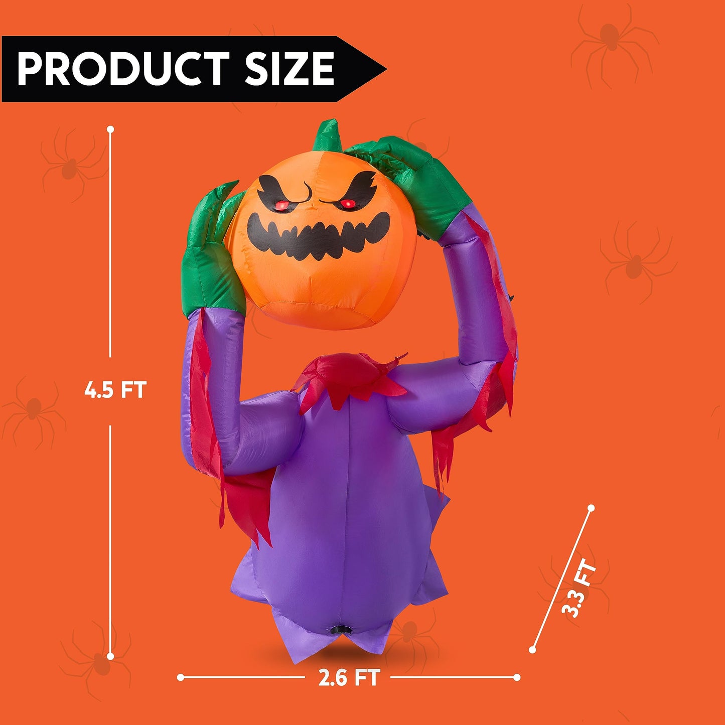 SYNCFUN 4.5 FT Halloween Inflatable Pumpkin Ghost Broke Out from Window with Built-in LED and Red Eyes Blow Up Inflatable for Window Decoration Yard Garden Lawn Decor