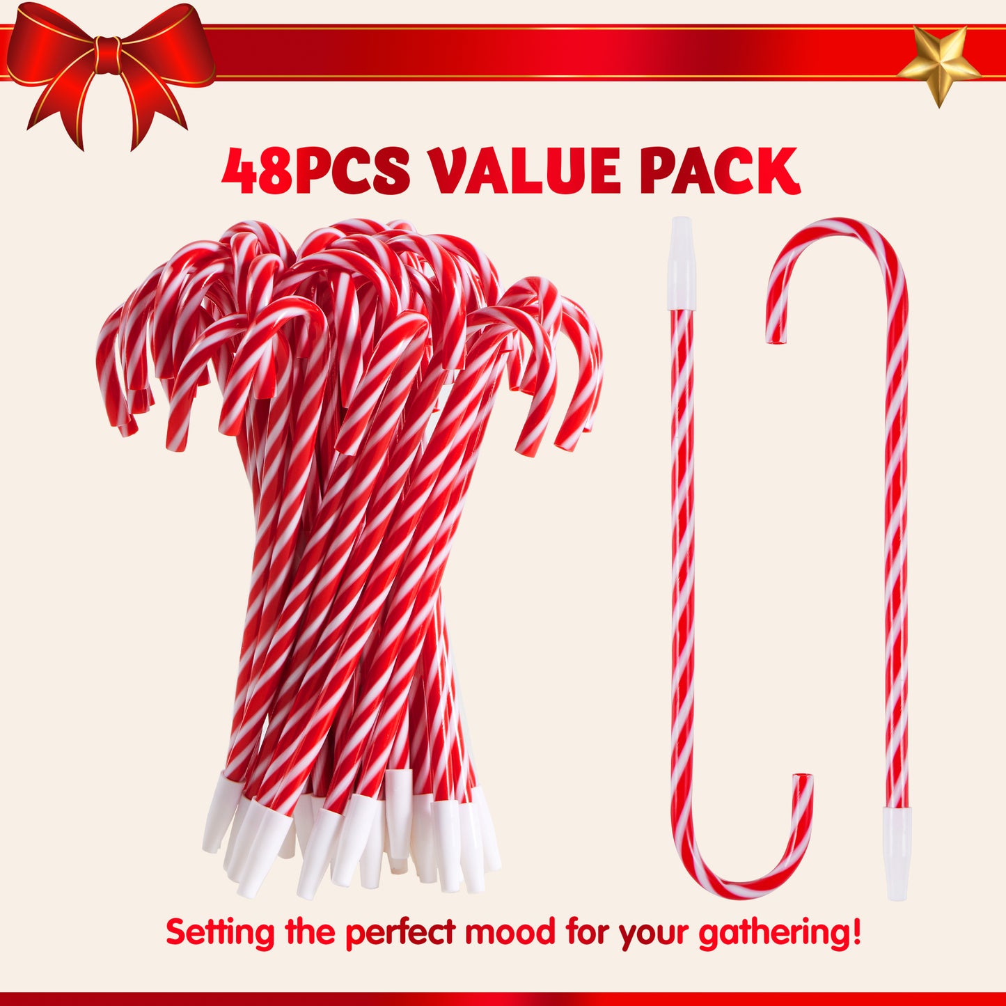 Joyfy 48 Pcs Christmas Candy Cane Pen, Christmas Decoration