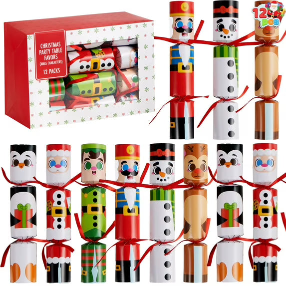 Joyfy 12 Pcs Christmas Crackers Party Favors Xmas Holiday Table Supplies for Kids