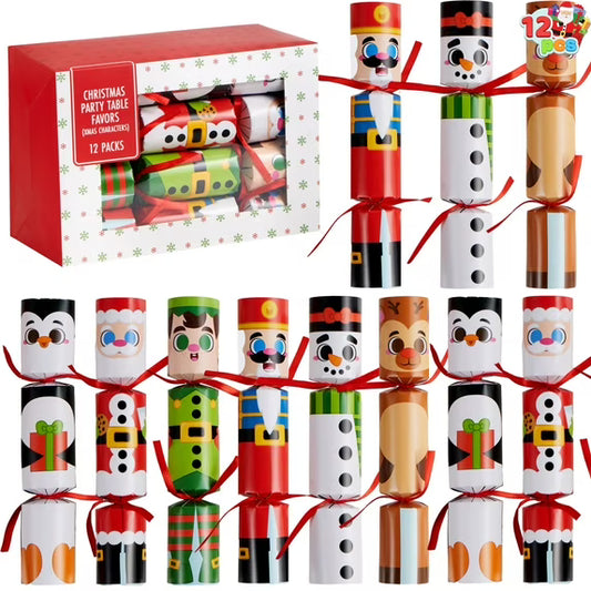 Joyfy 12 Pcs Christmas Crackers Party Favors Xmas Holiday Table Supplies for Kids