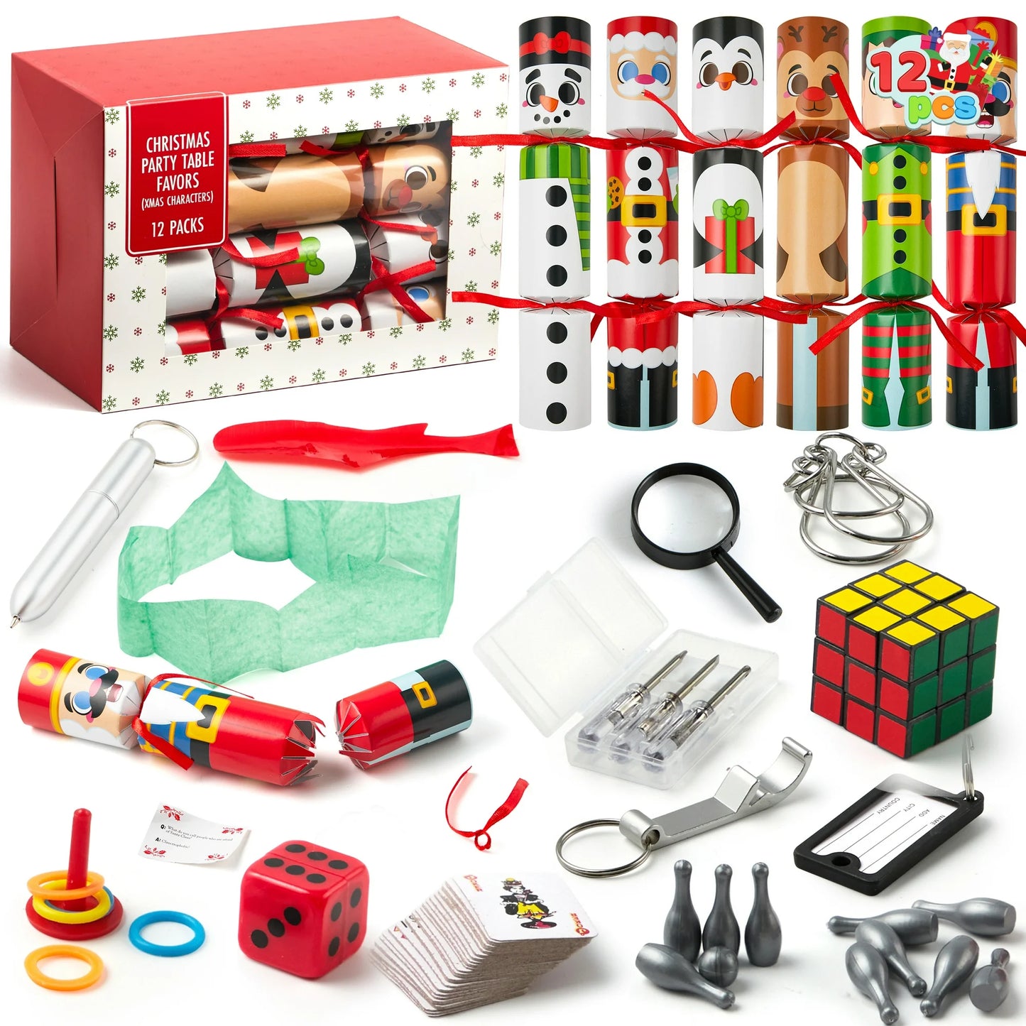 Joyfy 12 Pcs Christmas Crackers Party Favors Xmas Holiday Table Supplies for Kids