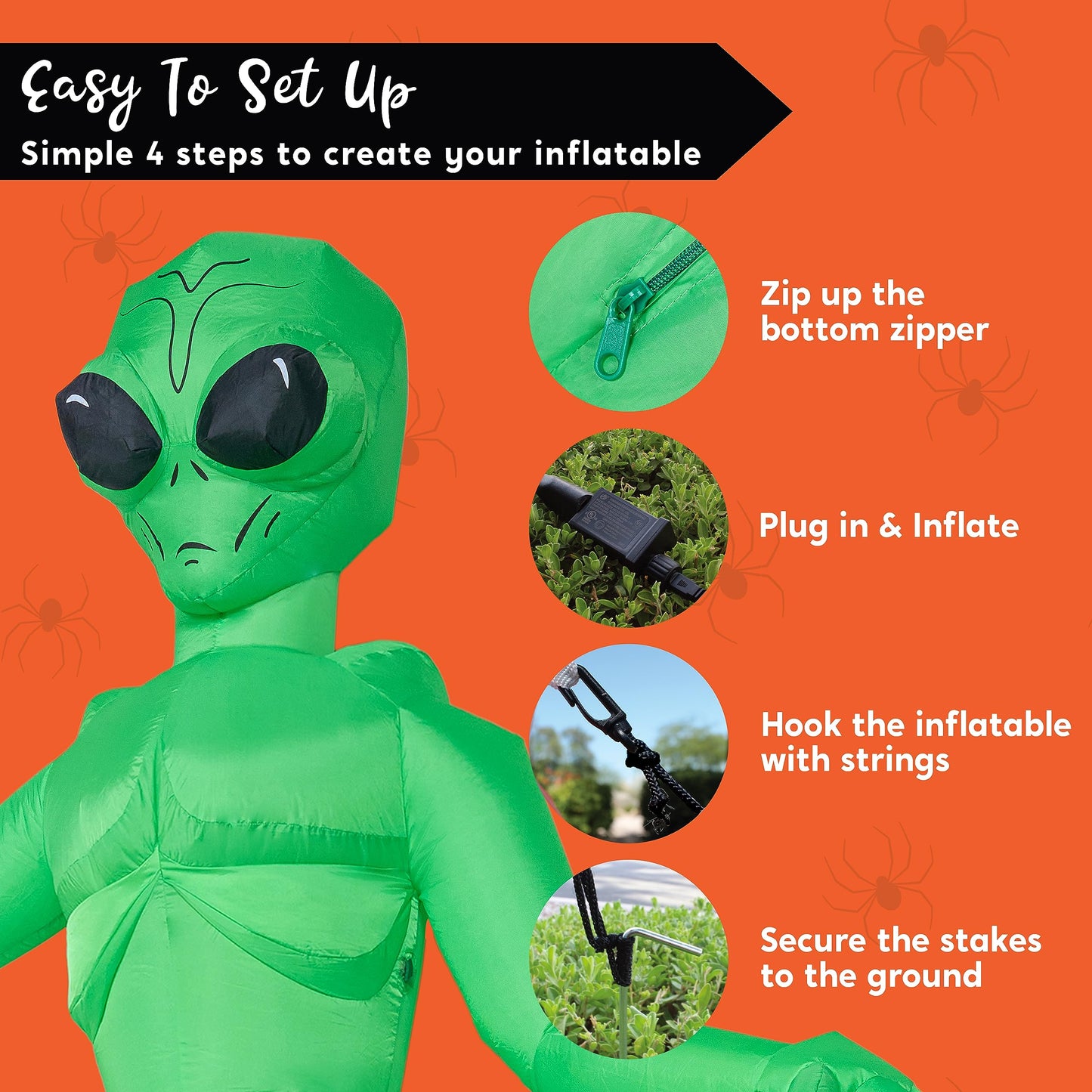 Syncfun 9 FT Halloween Inflatable Giant Alien Decoration with Built-in LEDs,Alien Halloween Decorations Outdoor Blow Up Yard Lawn Decoration
