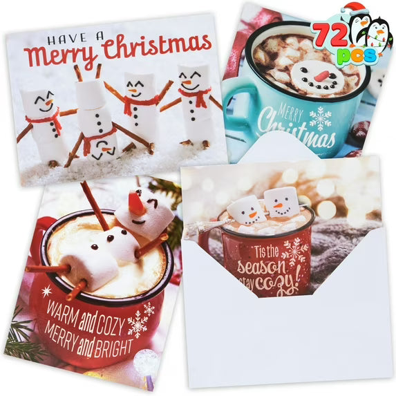 Joyfy 72 Pcs Christmas Holiday Greeting Cards with Envelopes for Winter Xmas Season Merry Christmas Cards, Winter Animal Collection, Wintertime Gifts Cards