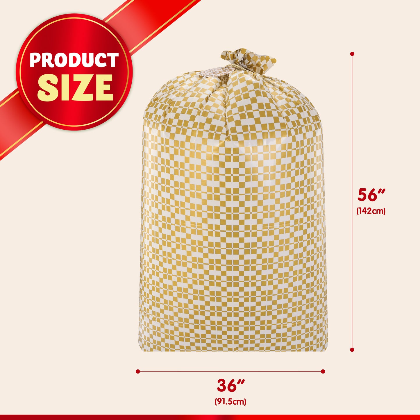 Joyfy 3 Pcs 56”x36”Jumbo Christmas Gift Bag Parties Gold for Xmas Large Holiday Plastic Gift Bag Christmas Decorations Carry-on Luggage Large Toys and Stuffed Animals