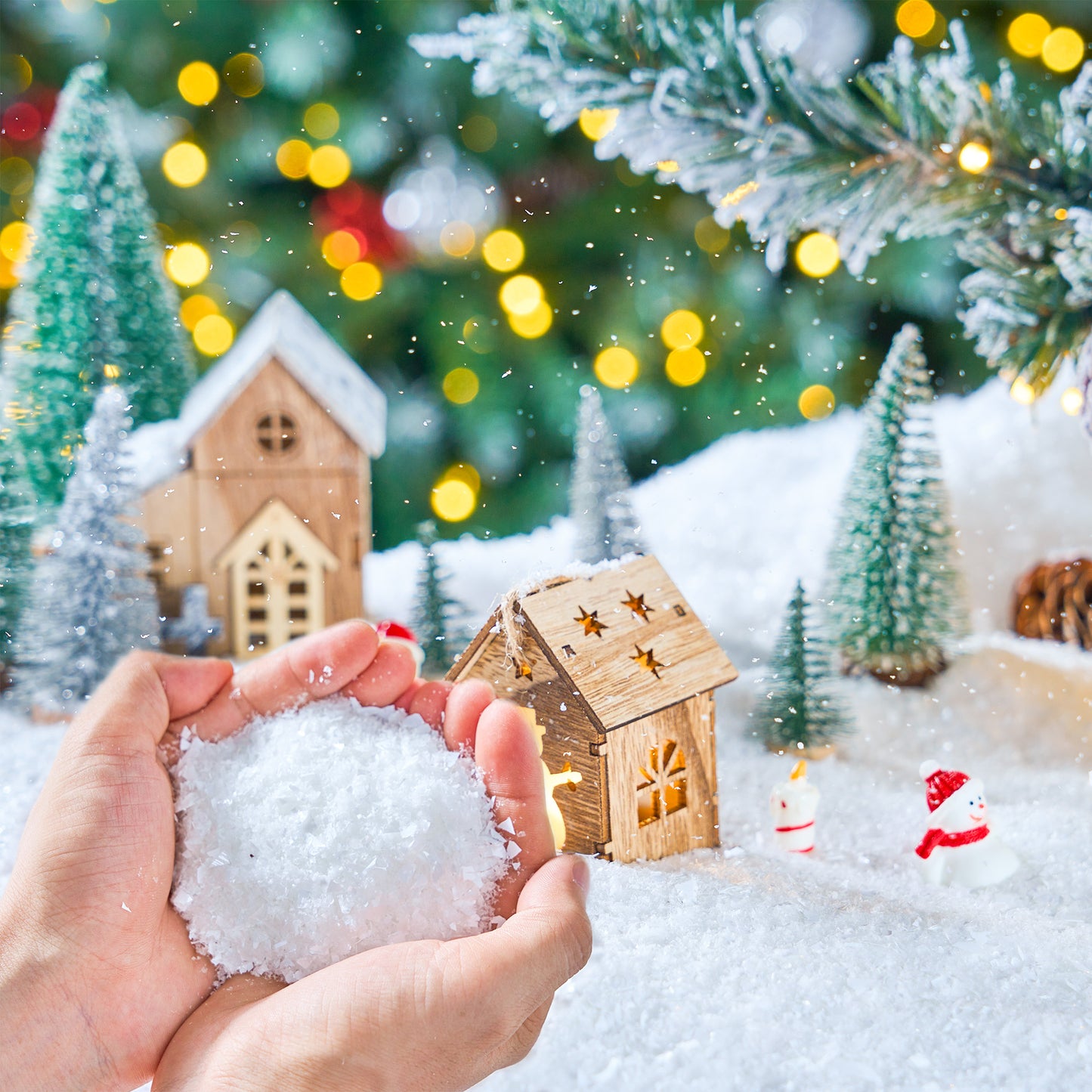 SYNCFUN 6 Oz Christmas Artificial Snow, Plastic Fake Snowball for Christmas Tree Decoration, Xmas Party Favors, Holiday Supplies, Winter Displays, Fake Snow Crafts, and Winter Decor