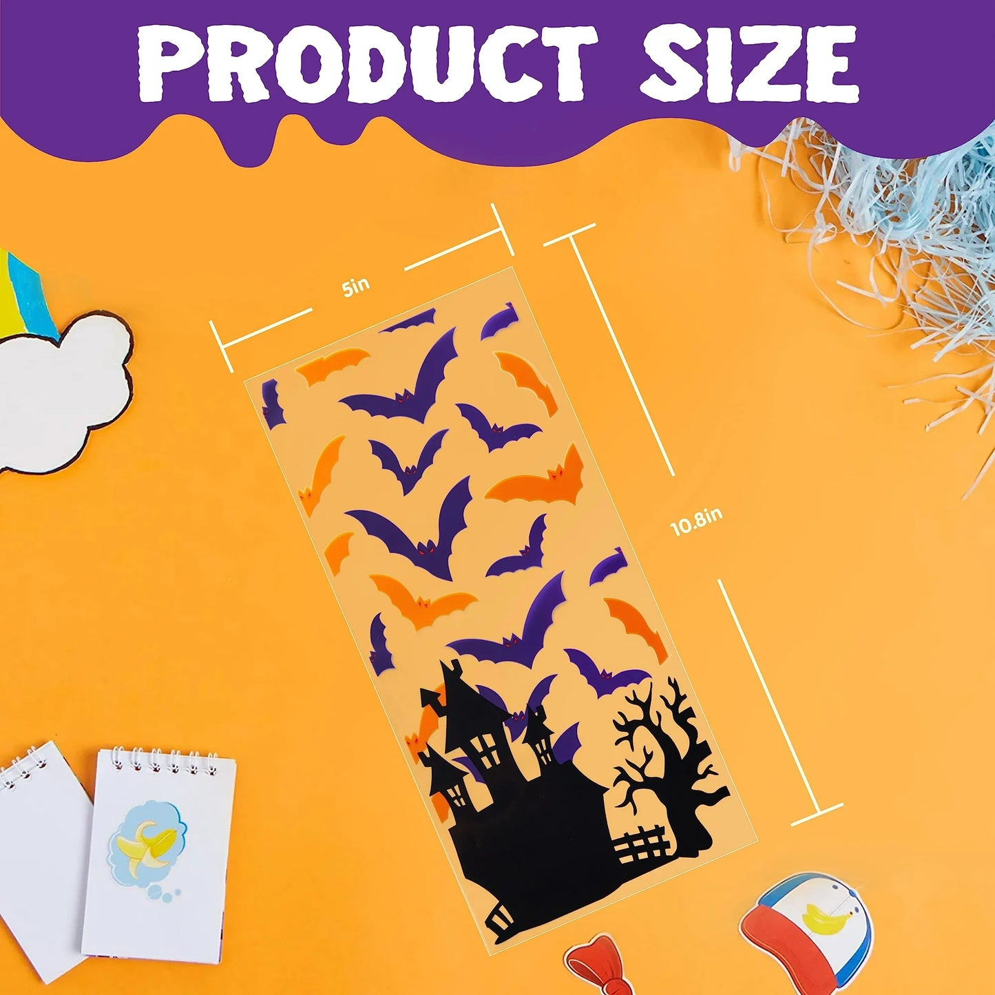 150 Pcs Halloween Treat Bags Clear Cellophane Bags with Twist Ties,Goodie Bags for Snack Cookie Candy,Halloween Gift Trick or Treat Bags,Halloween Party Supplies