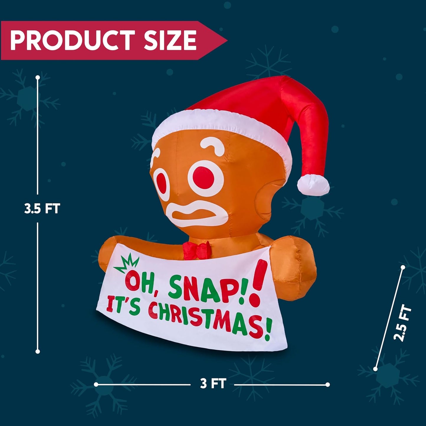 Joyfy 3.5 FT Christmas Inflatables Window Outdoor Decorations,Gingerbread Man with Oh Snap Banner Broke Out from Window Blow Ups Yard with Built-in LEDs for Holiday